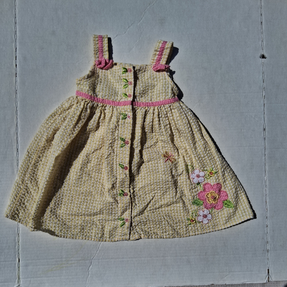Jenny & Me 2T Girls Yellow Linen Button Dress